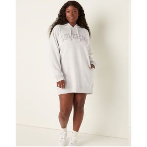 PINK Victoria’s Secret Fleece Hoodie Gray SWEATSHIRT DRESS